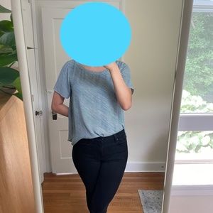 Striped short sleeve blouse